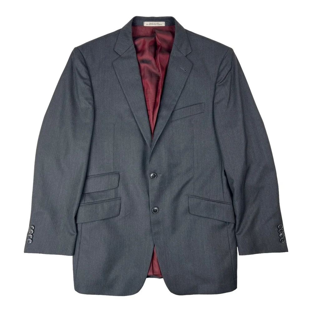 Joseph Abboud Charcoal‎ Stripe Barberis Super 140 Wool 2 Button/Vent Blazer 39R
